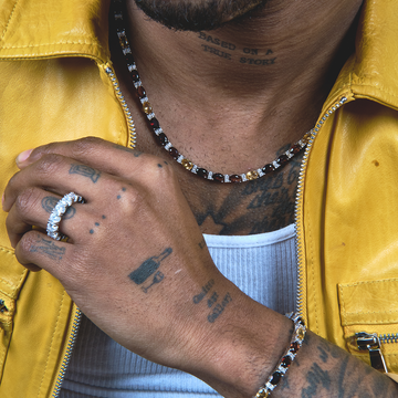 Multicolor Mixed Oval Cut Tennis Tonal Brown Stones Chain + Bracelet Bundle- 5mm