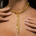 Cadena de soga con dijes tipo lariat en oro amarillo - 4 mm