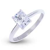 Radiant Single Stone Lab Diamond Engagement Ring in Solid White Gold