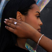 Purple Iced Rock Diamond Tennis Bracelet + Purple Cocktail Ring in White Gold