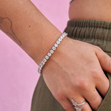 Pulsera de tenis de diamantes en oro blanco - 5 mm