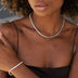 Paquete de collar y pulsera de tenis de diamantes en oro blanco - 3 mm