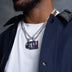 New York Giants Official NFL Pendant + 3mm Diamond Tennis Necklace in White Gold Bundle