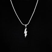 Simple Lightning Bolt Pendant in White Gold