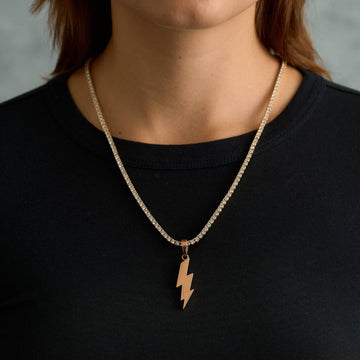 Simple Lighting Bolt Pendant in Rose Gold