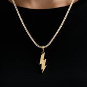 Simple Lightning Bolt Pendant in Yellow Gold