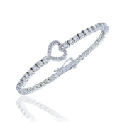 Women's Moissanite Heart Tennis Bracelet in White Gold Vermeil