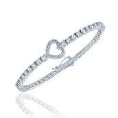 Moissanite Heart Tennis Bracelet in Sterling Silver