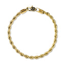 Pulsera de cadena de cuerda en vermeil de oro amarillo - 4 mm