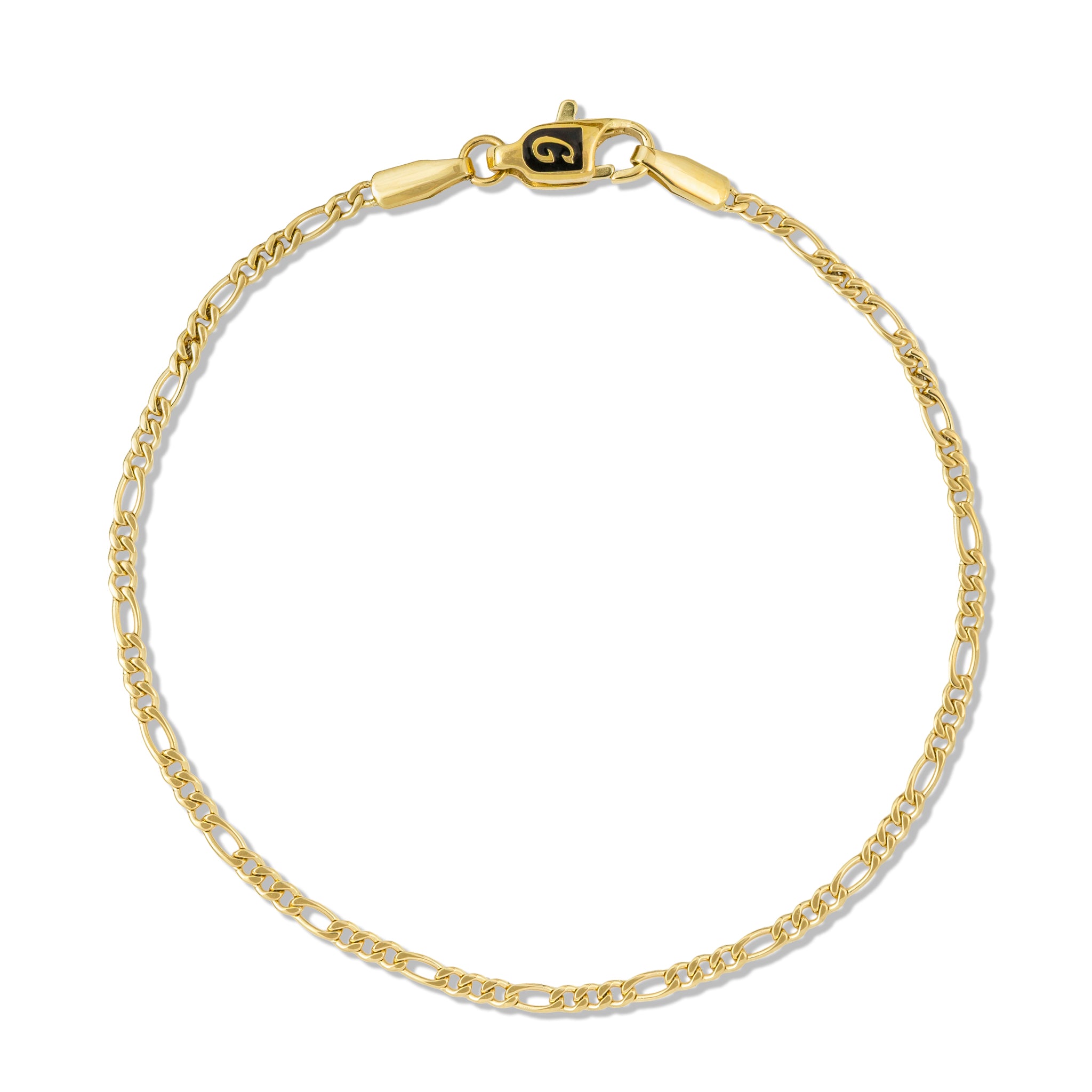 2MM Figaro Chain Bracelet | Women’s Hollow 10k & 14k Gold - The GLD Shop