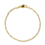 Figaro Chain Bracelet in Hollow Yellow Gold - 2mm