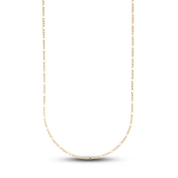 Figaro Necklace in Hollow Yellow Gold - 2mm
