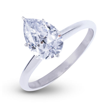 Teardrop Single Stone Lab Diamond Engagement Ring in Solid White Gold