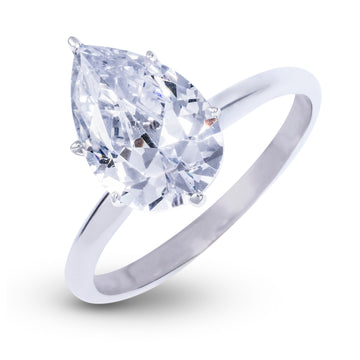 Teardrop Single Stone Lab Diamond Engagement Ring in Solid White Gold