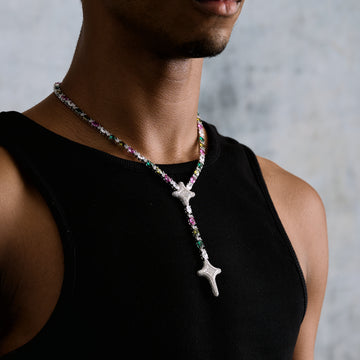 Lariat de tenis GLD Star multicolor en oro blanco