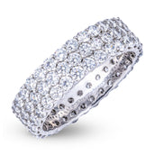 Triple Row Eternity Lab Diamond Band Ring in Solid White Gold - 6.5mm