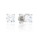 Moissanite Round Cut Diamond Stud Earring in White Gold Vermeil - 5mm