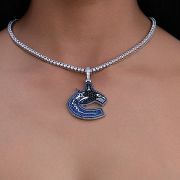 Colgante con el logotipo oficial de los Vancouver Canucks de la NHL en oro blanco
