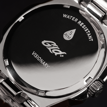 Reloj con caja totalmente engastada de 39 mm Visionary y correa de acero - Oro blanco