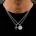 Micro Simple Cross and Saint Michael Coin Pendant Set in White Gold