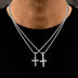 Micro Diamond Cross and Micro Simple Cross Pendant Set in White Gold