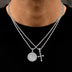 Micro Iced Celtic Cross and GLD Chief Coin Pendant Set in White Gold