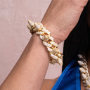 Diamond Spike Rivet Link Chain  Bracelet in Yellow Gold