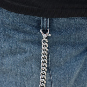 12MM Miami Cuban w/ 12MM Carabiner Pant Chain in White Gold