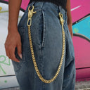12MM Miami Cuban w/ 65MM Carabiner Pant Chain in Yellow Gold