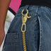 12MM Miami Cuban w/ 65MM Carabiner Pant Chain in Yellow Gold