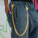 19MM Miami Cuban w/ 65MM Carabiner Pant Chain in Yellow Gold