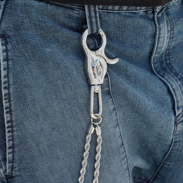 6MM Double Rope Chain w/ 65MM Carabiner Pant Chain in White Gold