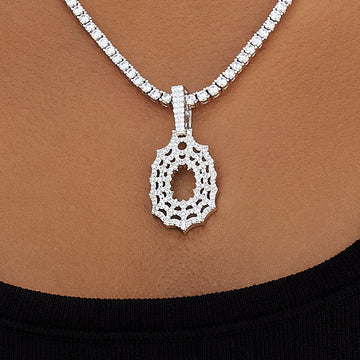 Iced Web Pendant in White Gold