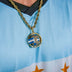 Diamond Argentina Spinning Globe Flag Pendant in Yellow Gold