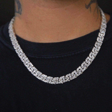 Baguette Chain Link Necklace in White Gold - The GLD Shop