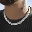 12mm Baguette Channel Set Cuban Necklace in Yellow Gold