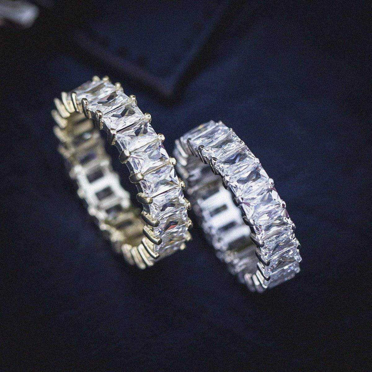 Baguette Ring in White Gold Vermeil