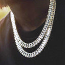 Baguette Tennis Necklace in Yellow Gold