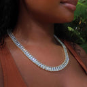Baguette Tennis Necklace in Yellow Gold