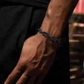 Black Iced Crown of Thorns Bracelet in Black