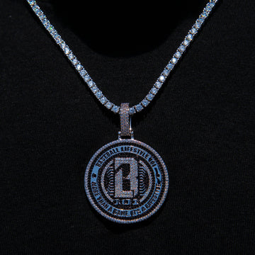 Baseball 101 Iced Coin Pendant in White Gold