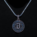 Baseball 101 Iced Coin Pendant in White Gold
