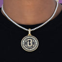 Baseball 101 Iced Coin Pendant in Yellow Gold