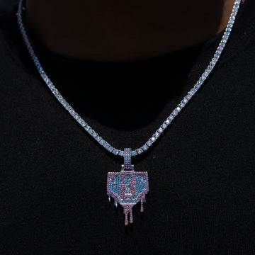 Baseball 101 Iced Dripping Homeplate Pendant in White Gold