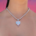 Baseball 101 Iced Dripping Homeplate Pendant in White Gold