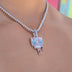Baseball Lifestyle 101 Iced Dripping Homeplate Pendant in White Gold