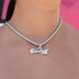 Baseball Lifestyle 101 Iced Wordmark Pendant in White Gold