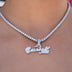 Baseball Lifestyle 101 Iced Wordmark Pendant in White Gold