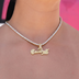 Baseball Lifestyle 101 Iced Wordmark Pendant in Yellow Gold