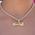 Baseball Lifestyle 101 Iced Wordmark Pendant in Yellow Gold